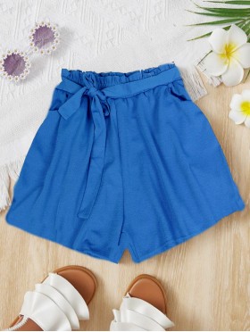Solid Colored Shorts w/ Front Tie & Pockets